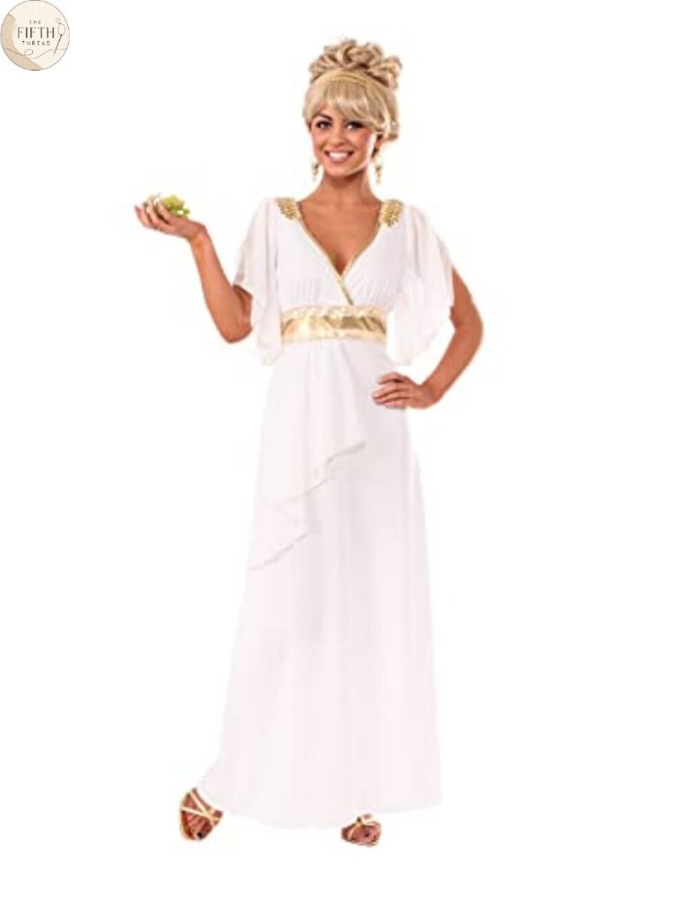 Grecian Roman Adult Costume Dress Headpiece Shoulder Appliques Small 6-10